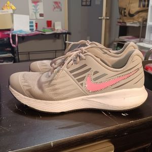 Nike Star runner size 7y/8.5 grey and pink, with rhinestones around the checks.